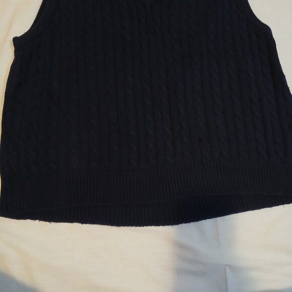 Brooks Brothers Men's XL Navy Blue Cable Knit Vest 100% Cotton‎ - Picture 3 of 8